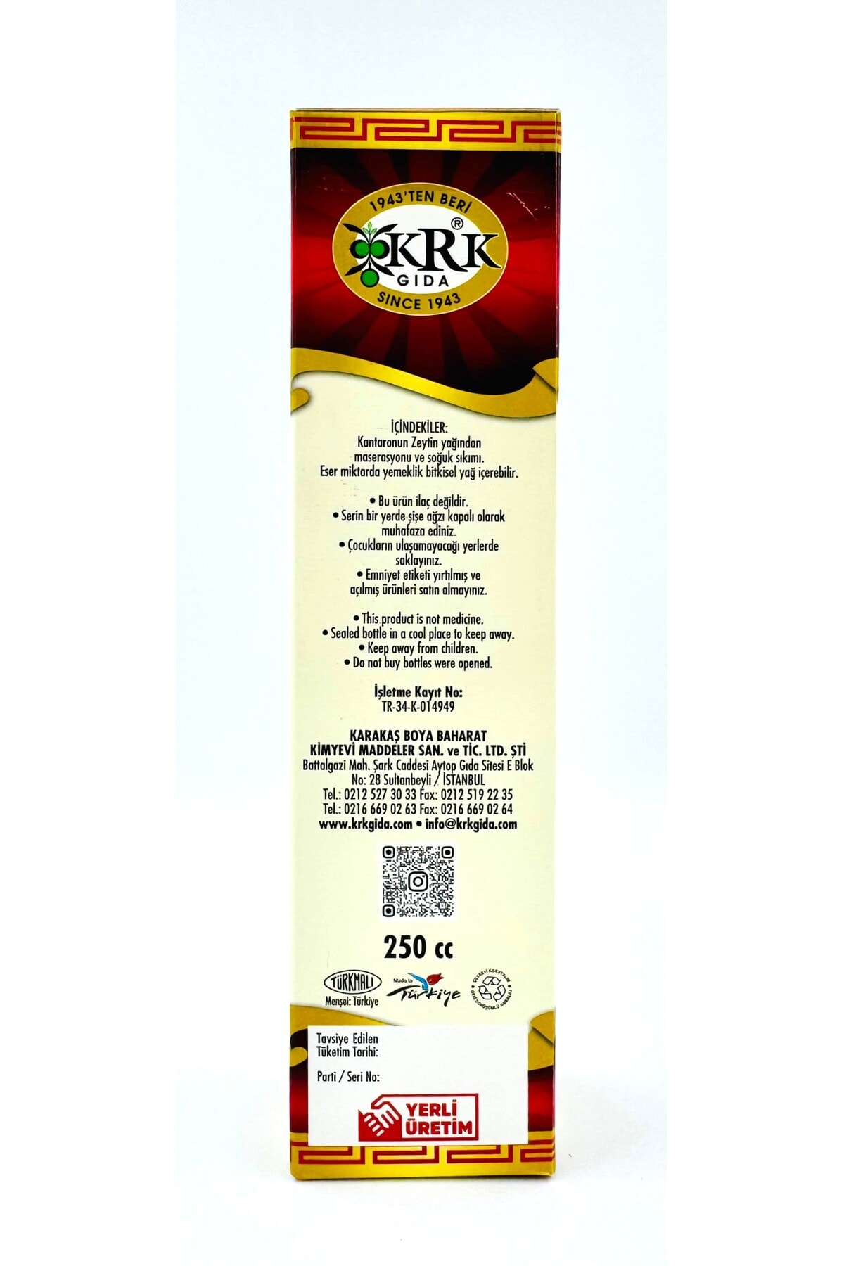 Kantaron Yağı 250cc