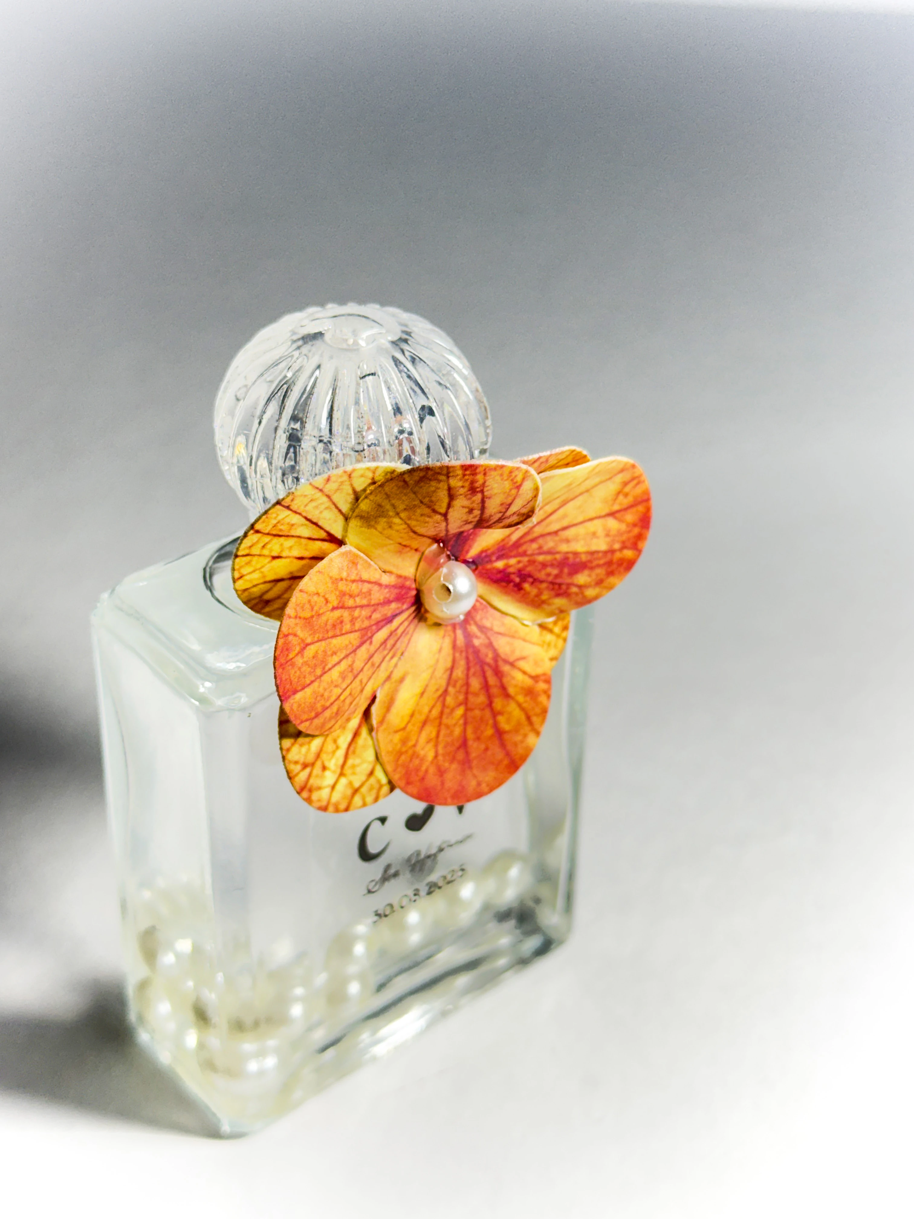 Cam Şişede Dekoratif Kolonya - Soft Turuncu - 20 Adet - Söz, Nişan, Düğün Hediyelikleri