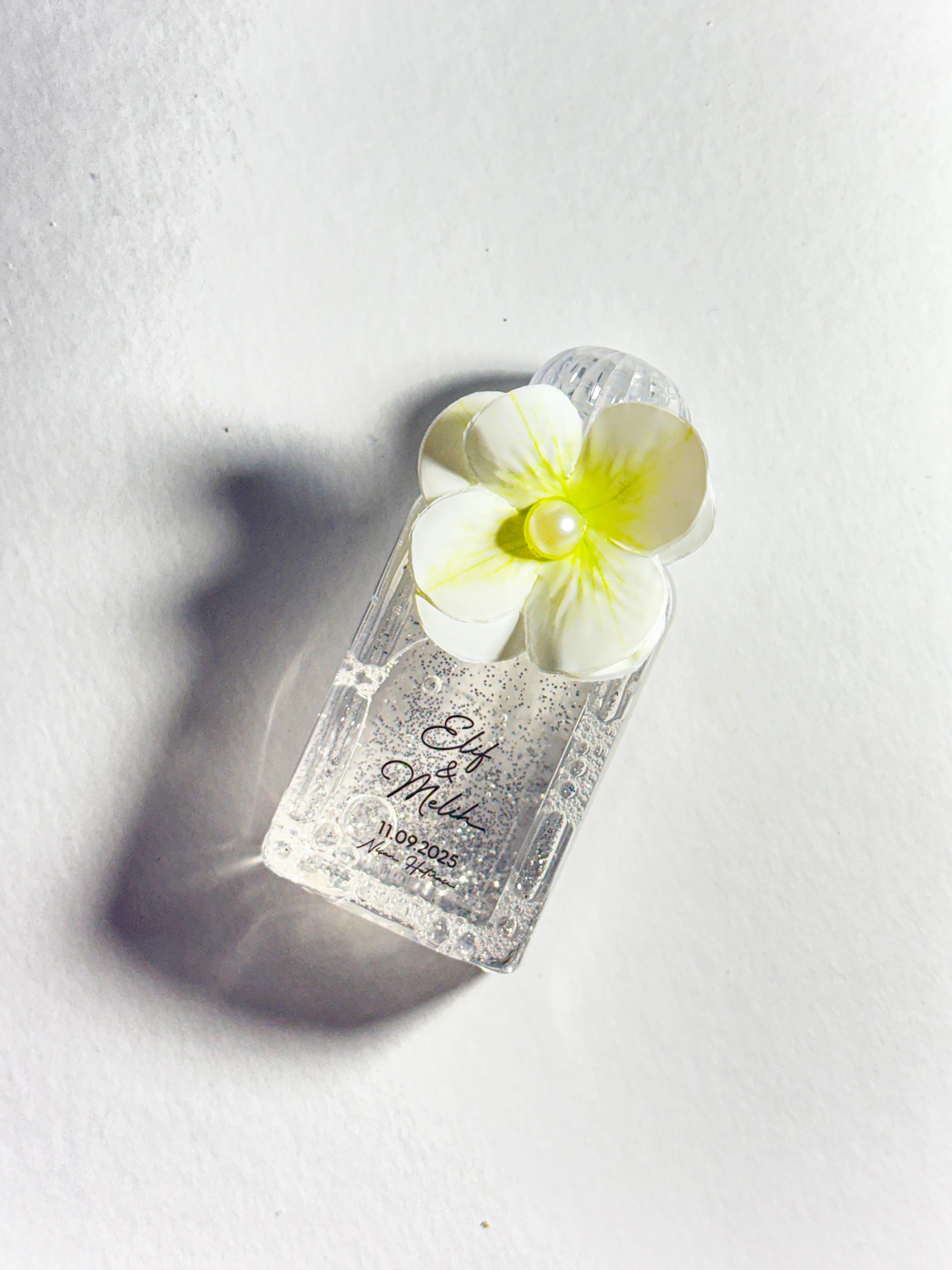 Plastik Şişede Dekoratif Kolonya - Soft Beyaz- 20 Adet -Söz, Nişan, Düğün, Doğum Hediyelikleri