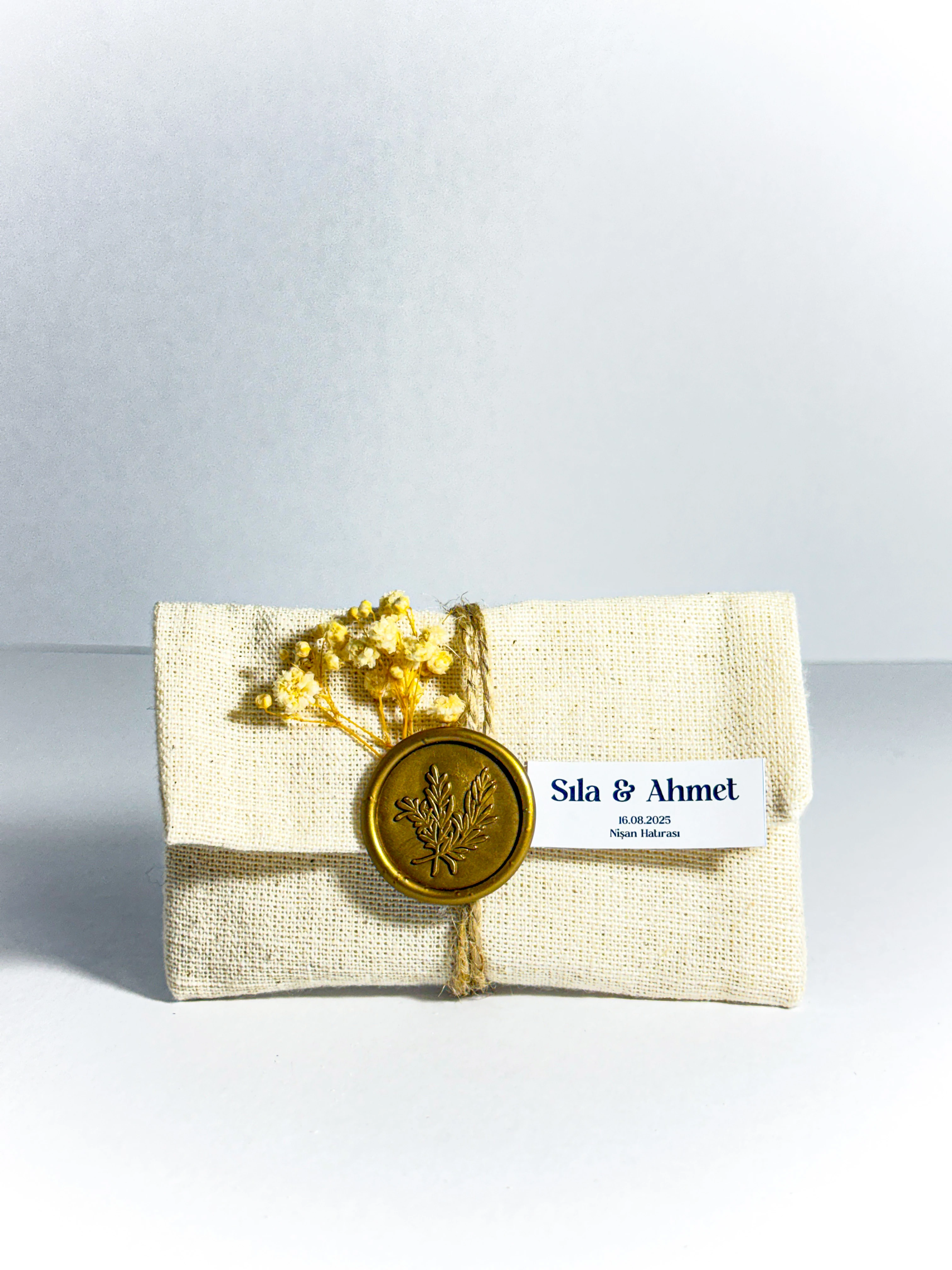 Mühür ve Çiçek Süslemeli Kesede Kokulu Sabun- 20 Adet - Doğum, Söz, Nişan, Düğün Hediyelikleri