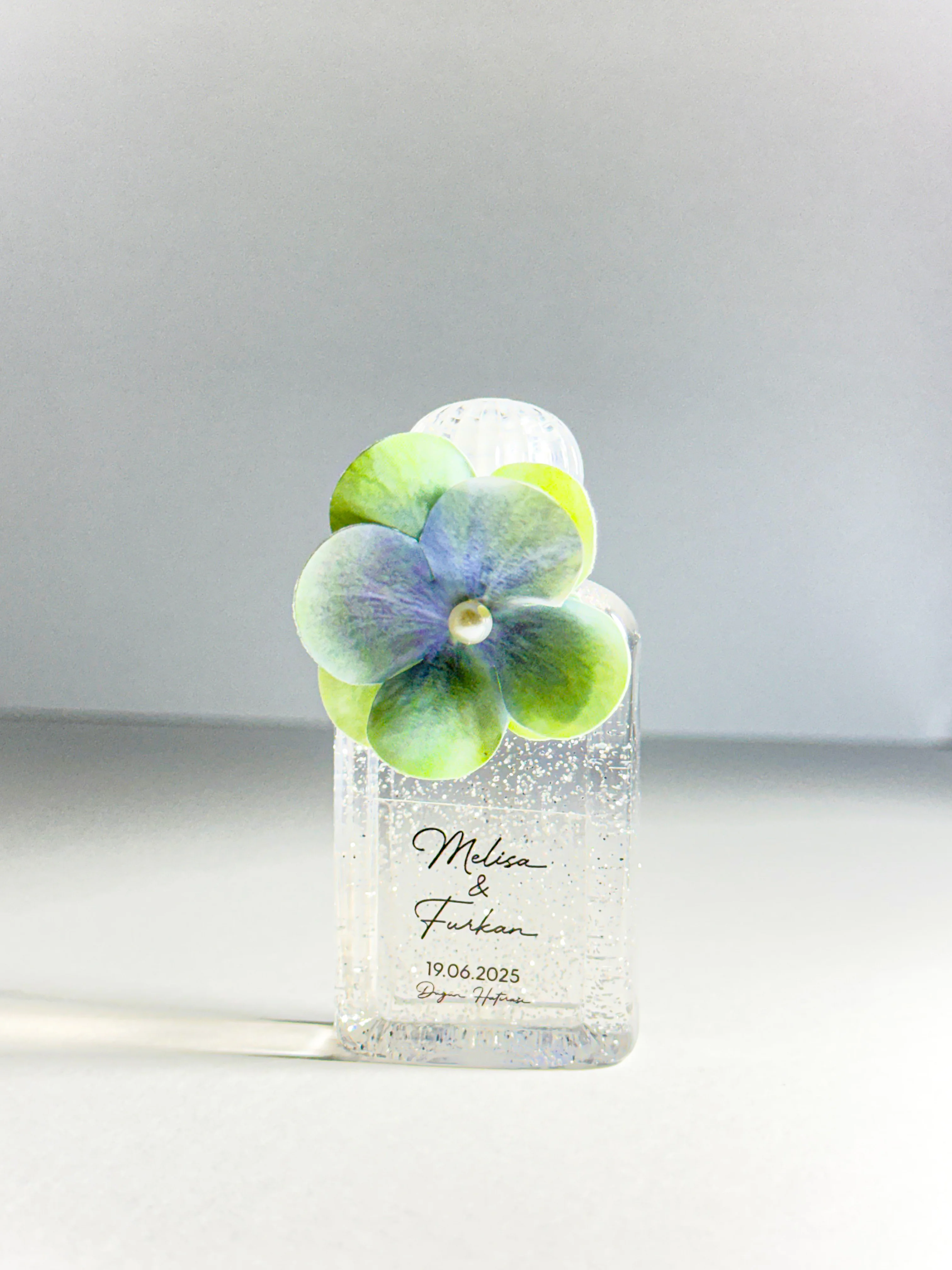 Plastik Şişede Dekoratif Kolonya - Soft Yeşil- 20 Adet -Söz, Nişan, Düğün, Doğum Hediyelikleri