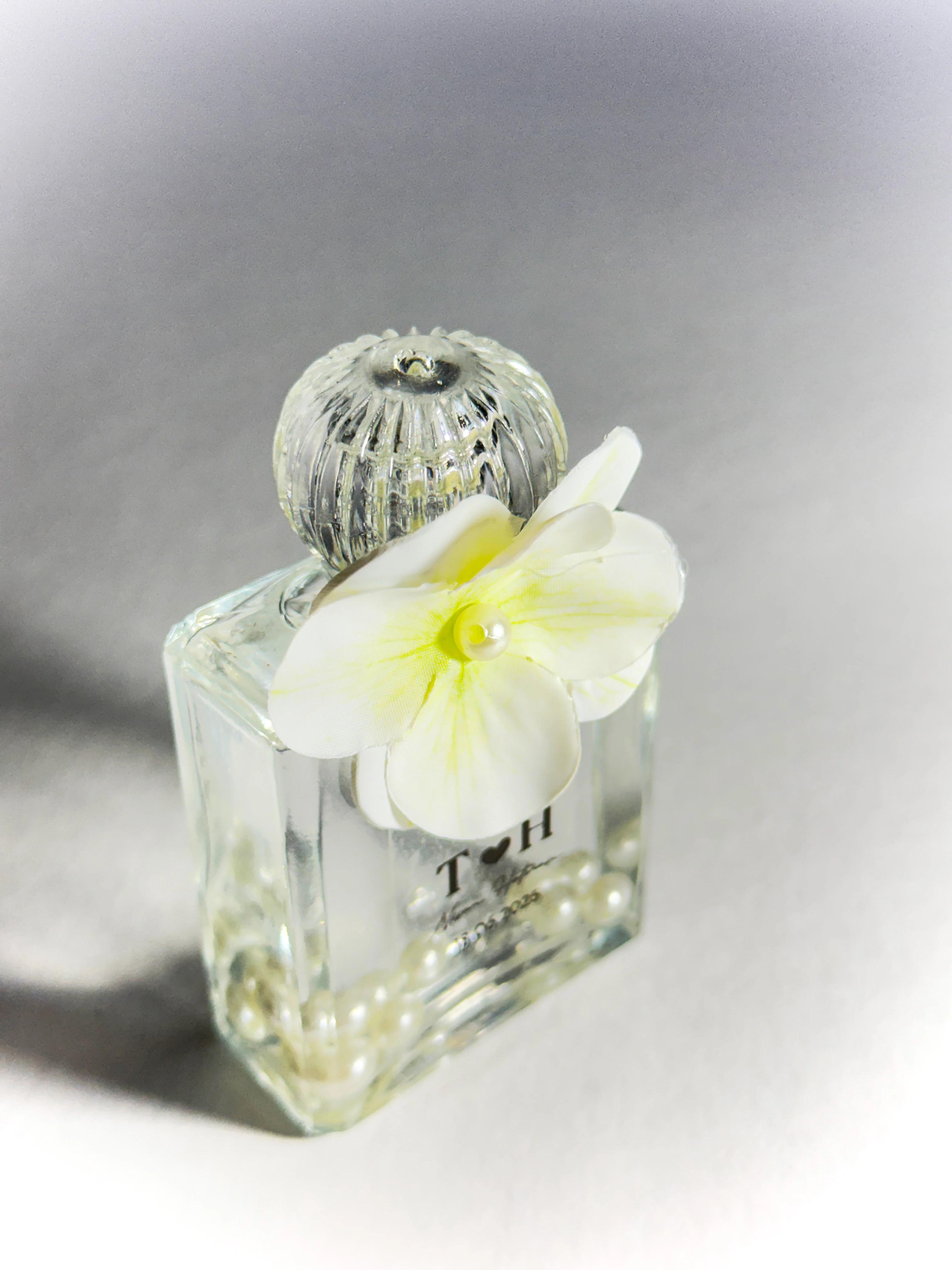 Cam Şişede Dekoratif Kolonya - Soft Beyaz - 20 Adet - Söz, Nişan, Düğün Hediyelikleri