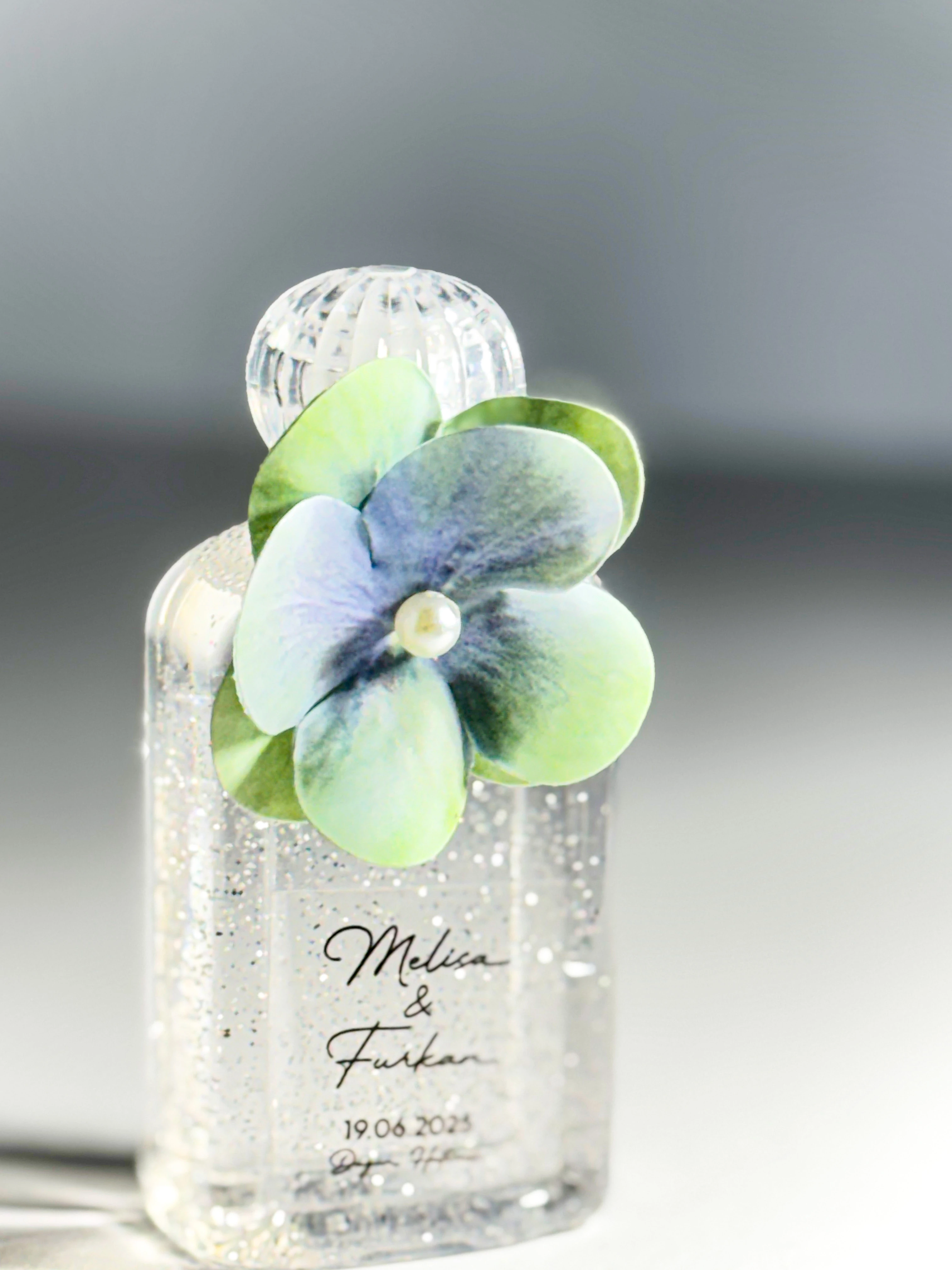 Plastik Şişede Dekoratif Kolonya - Soft Yeşil- 20 Adet -Söz, Nişan, Düğün, Doğum Hediyelikleri