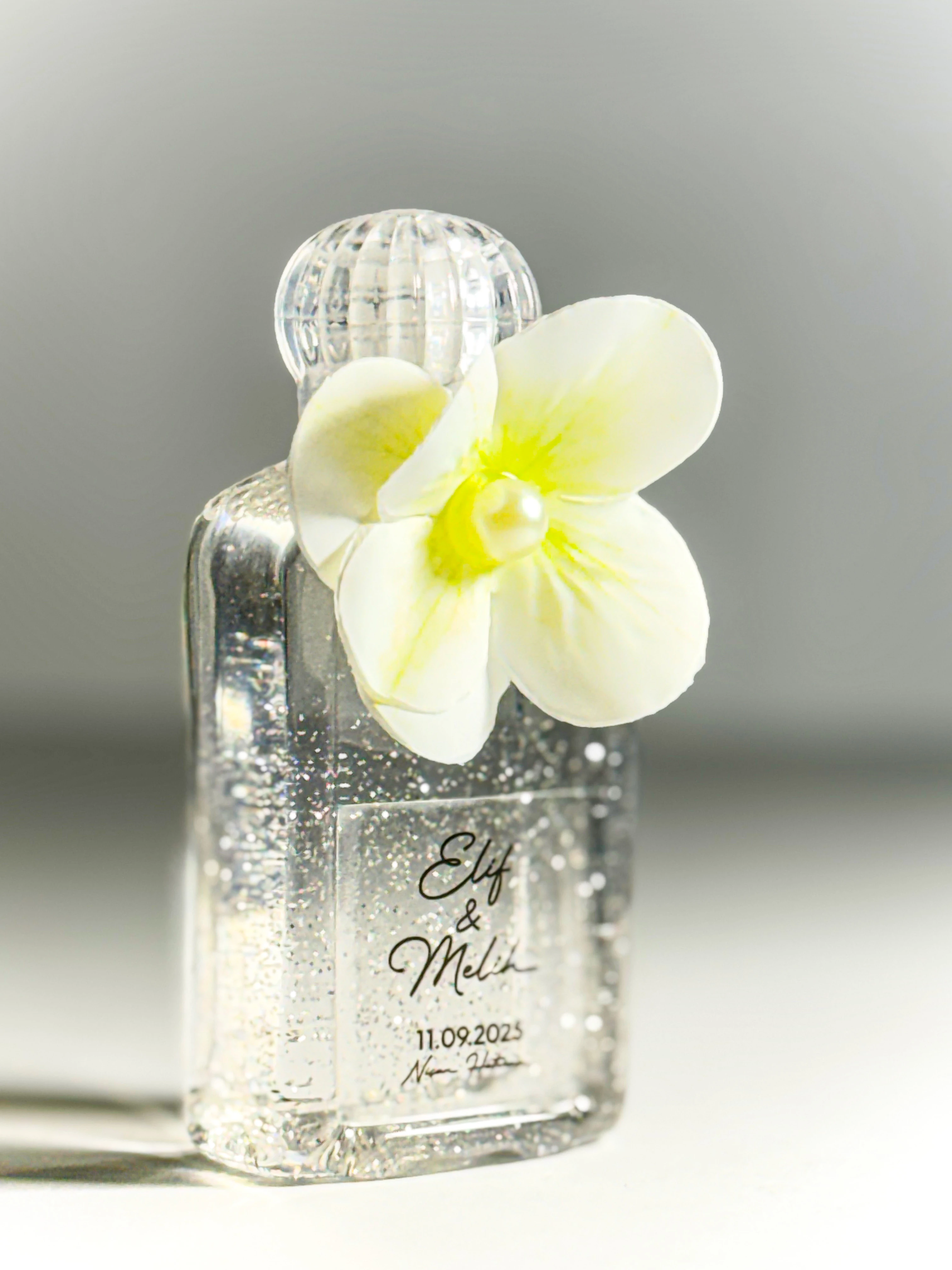 Plastik Şişede Dekoratif Kolonya - Soft Beyaz- 20 Adet -Söz, Nişan, Düğün, Doğum Hediyelikleri