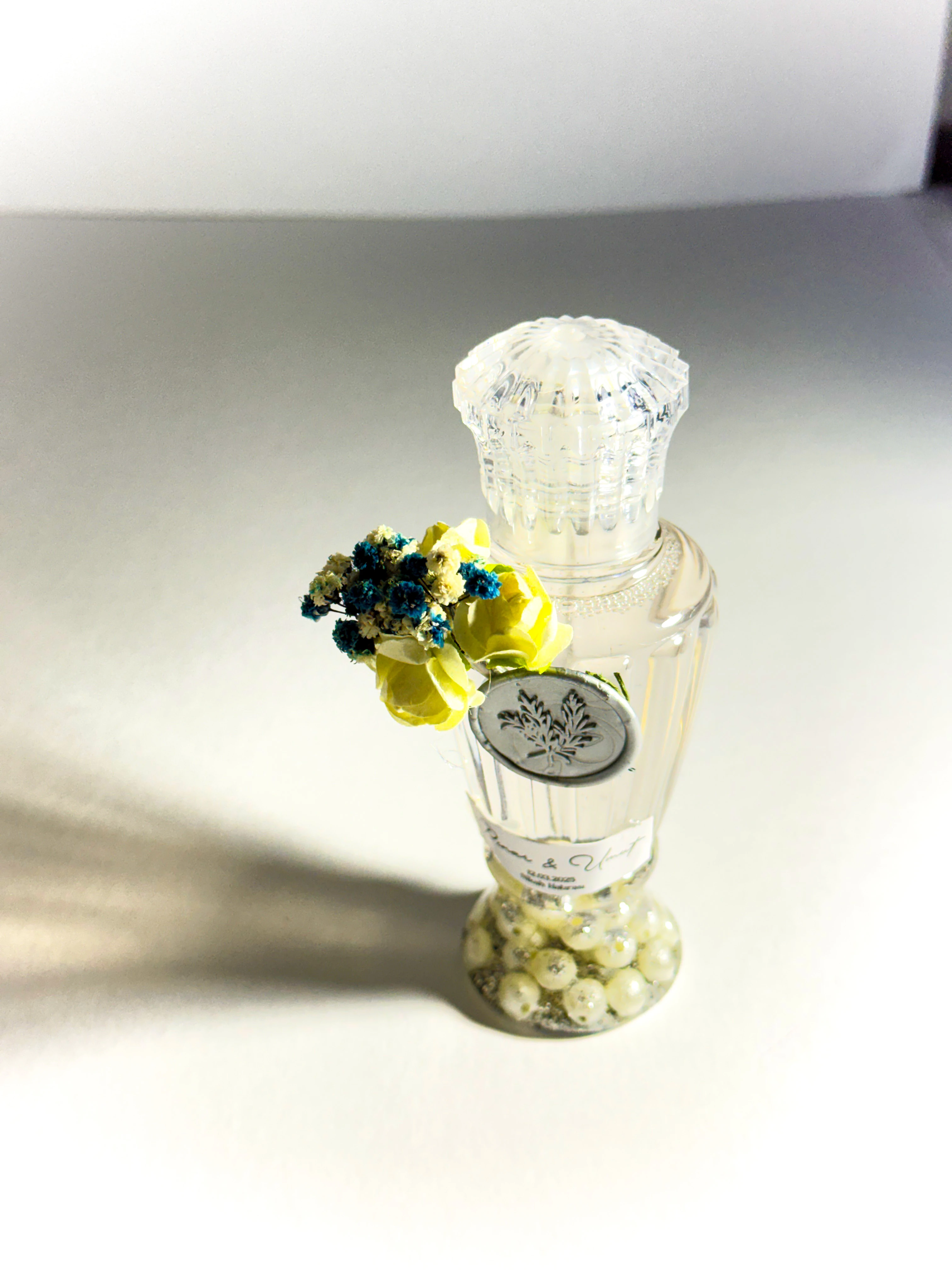 Büyük Plastik Şişede Dekoratif Kolonya - Mühür ve Gümüş Simli - 20 Adet - Düğün Hediyelikleri