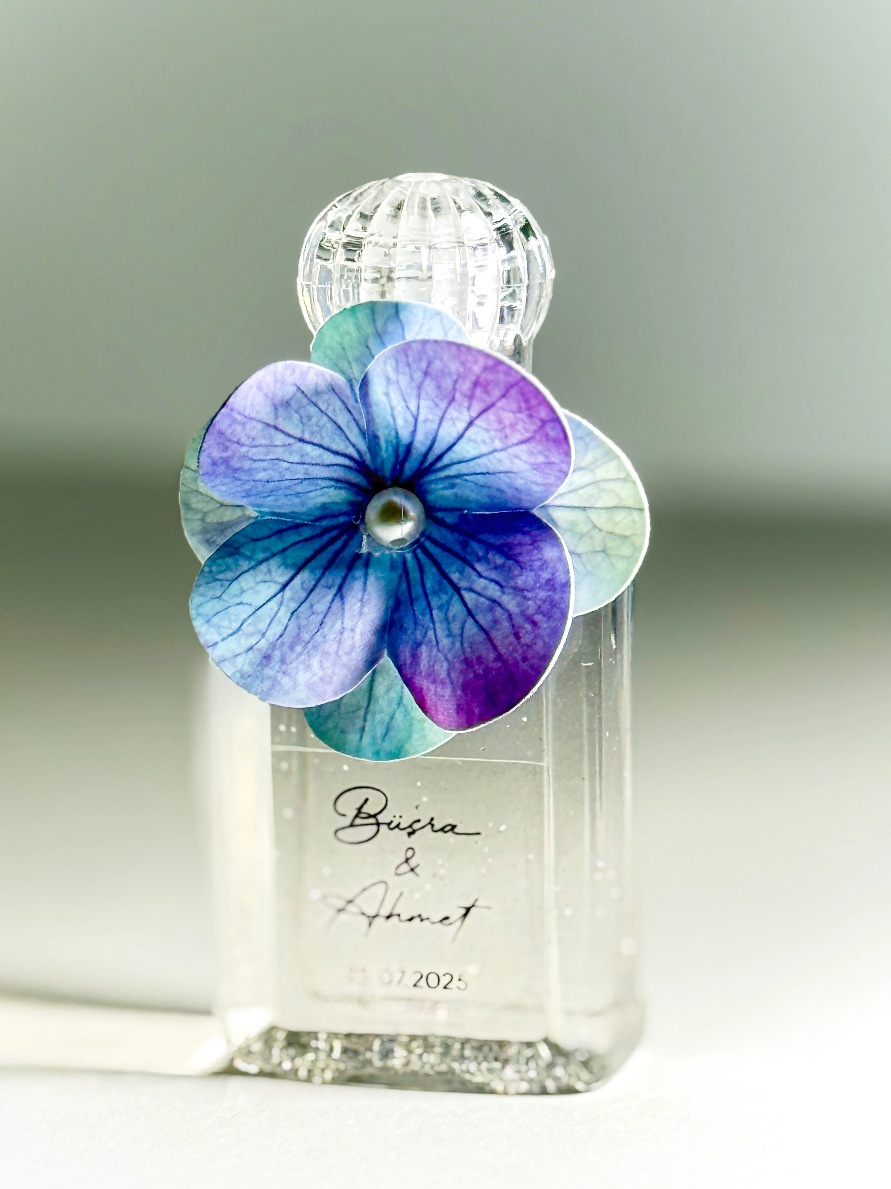 Plastik Şişede Dekoratif Kolonya - Soft Mavi- 20 Adet -Söz, Nişan, Düğün, Doğum Hediyelikleri