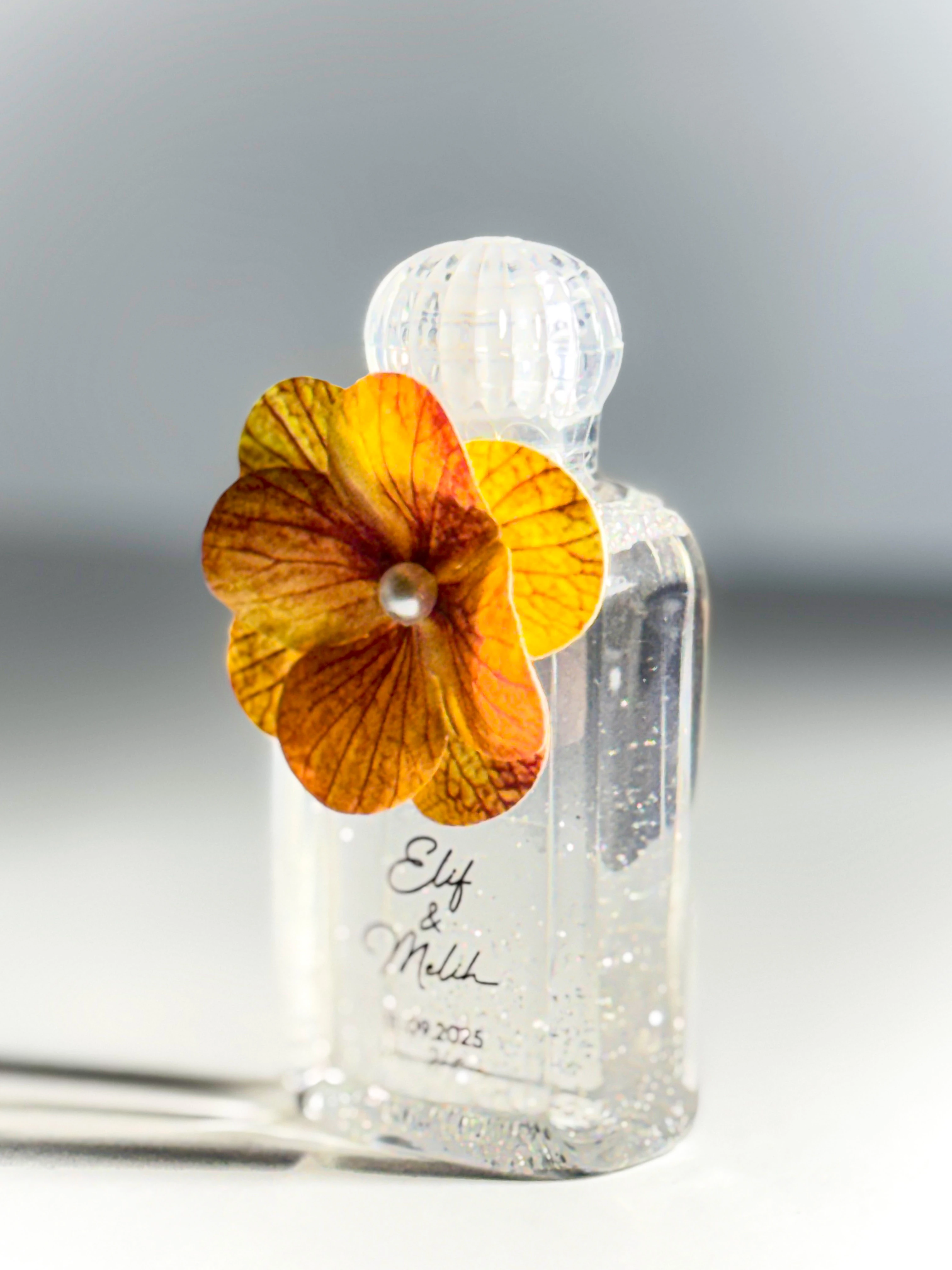 Plastik Şişede Dekoratif Kolonya - Soft Turuncu- 20 Adet -Söz, Nişan, Düğün, Doğum Hediyelikleri