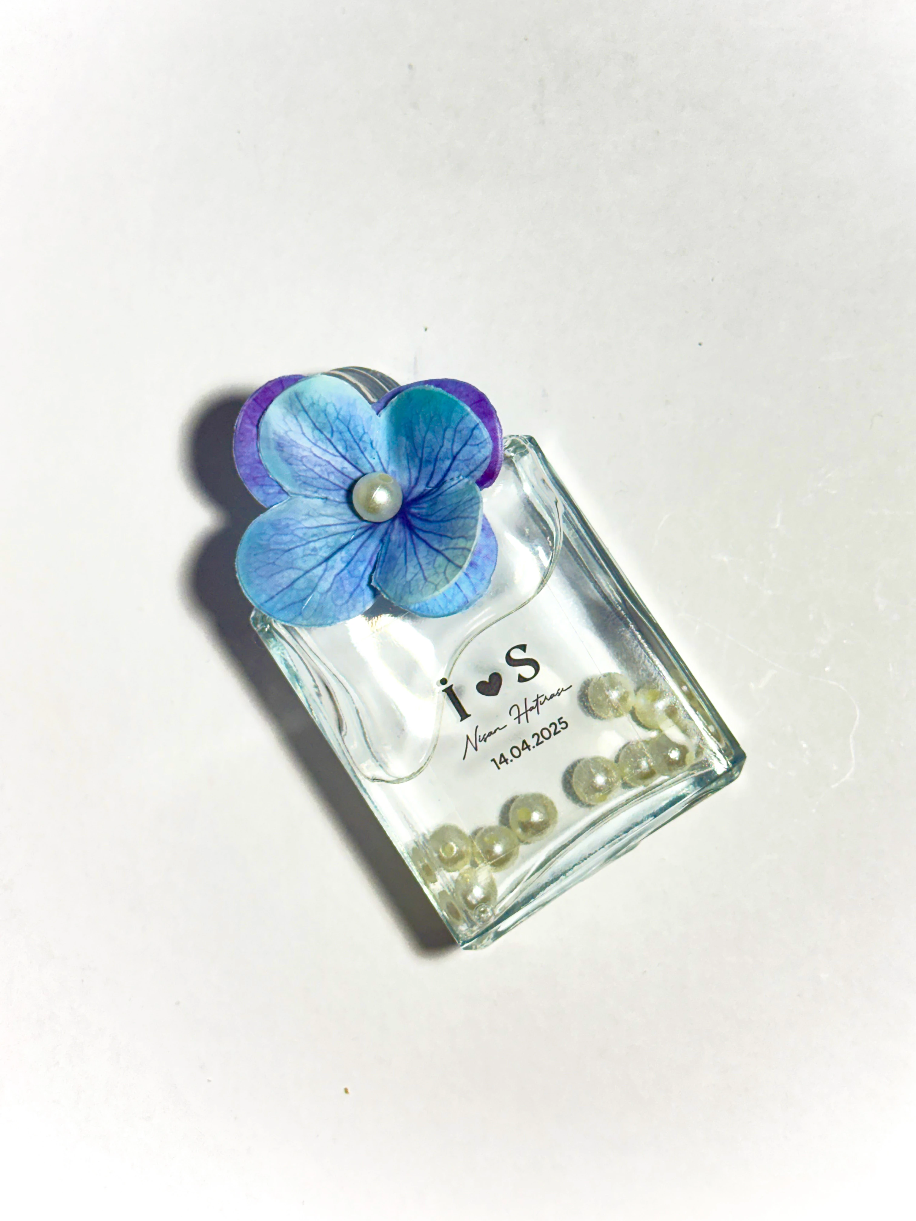 Cam Şişede Dekoratif Kolonya - Soft Mavi - 20 Adet - Söz, Nişan, Düğün Hediyelikleri