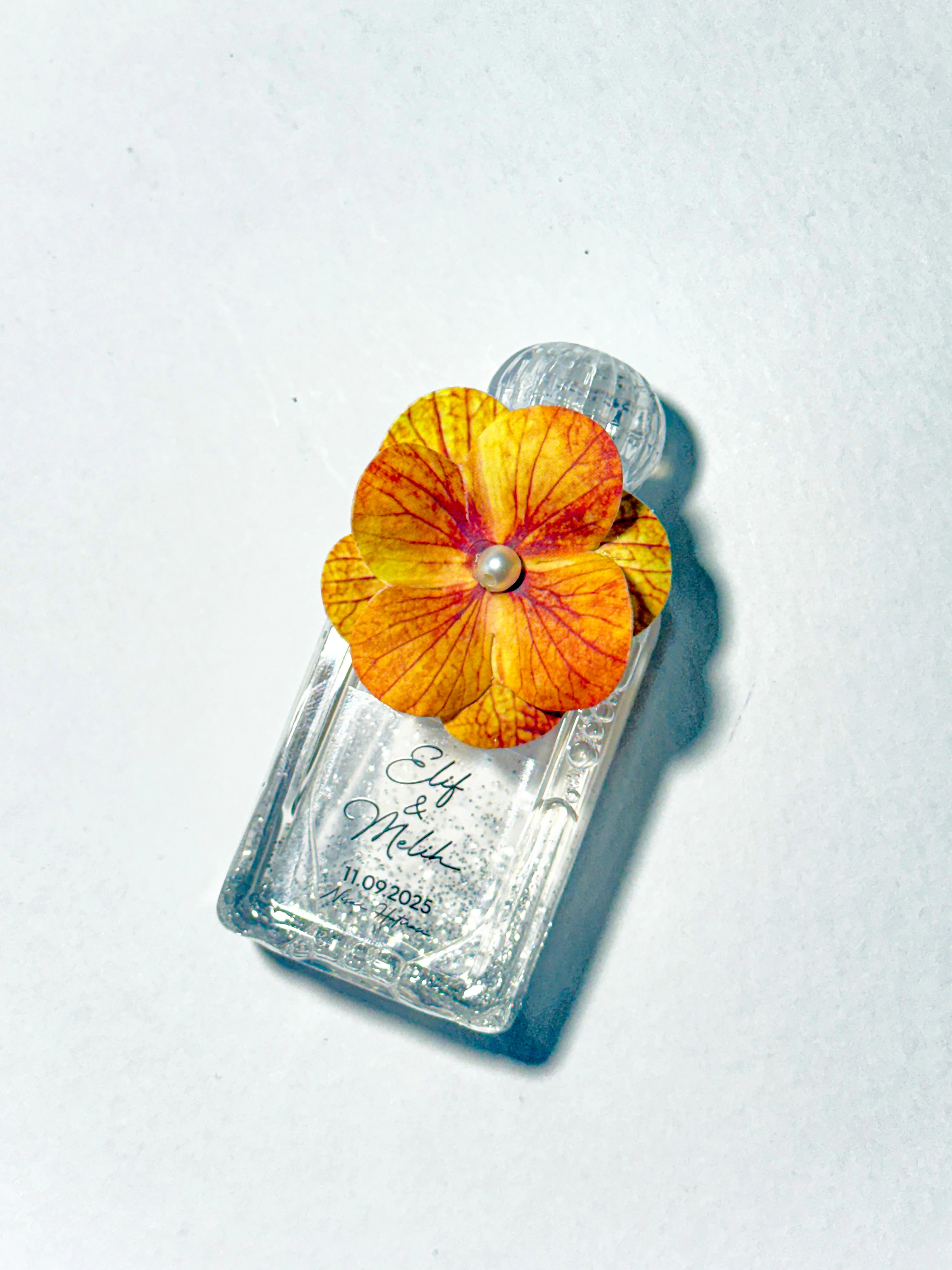 Plastik Şişede Dekoratif Kolonya - Soft Turuncu- 20 Adet -Söz, Nişan, Düğün, Doğum Hediyelikleri