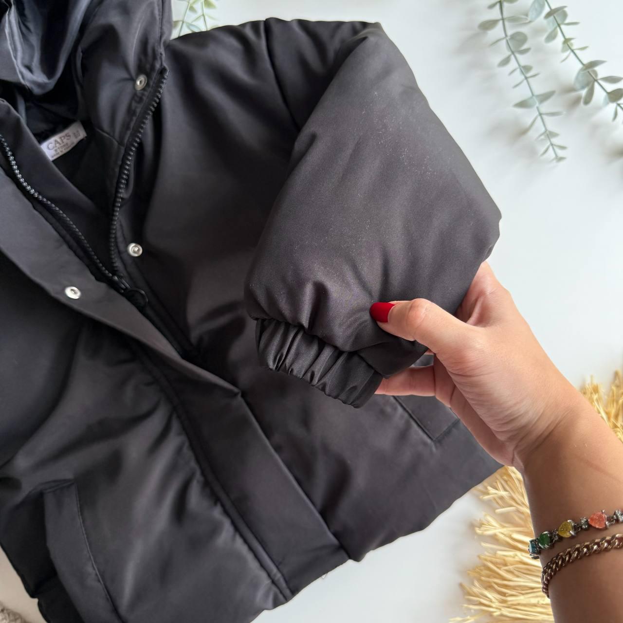 Unisex Siyah Şişme Mont