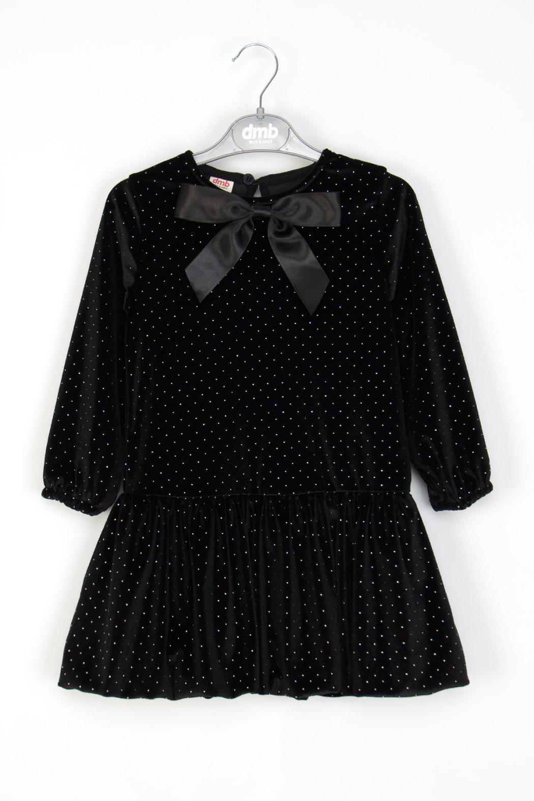 Siyah Fiyonk Detaylı Pullu Elbise