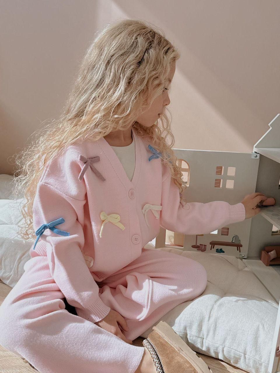 Pembe Hırkalı Triko Takım