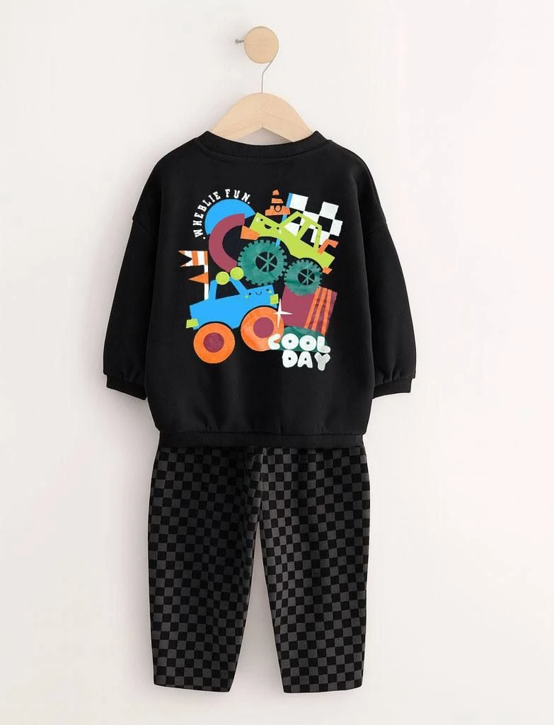 Siyah Araba Baskılı Takım