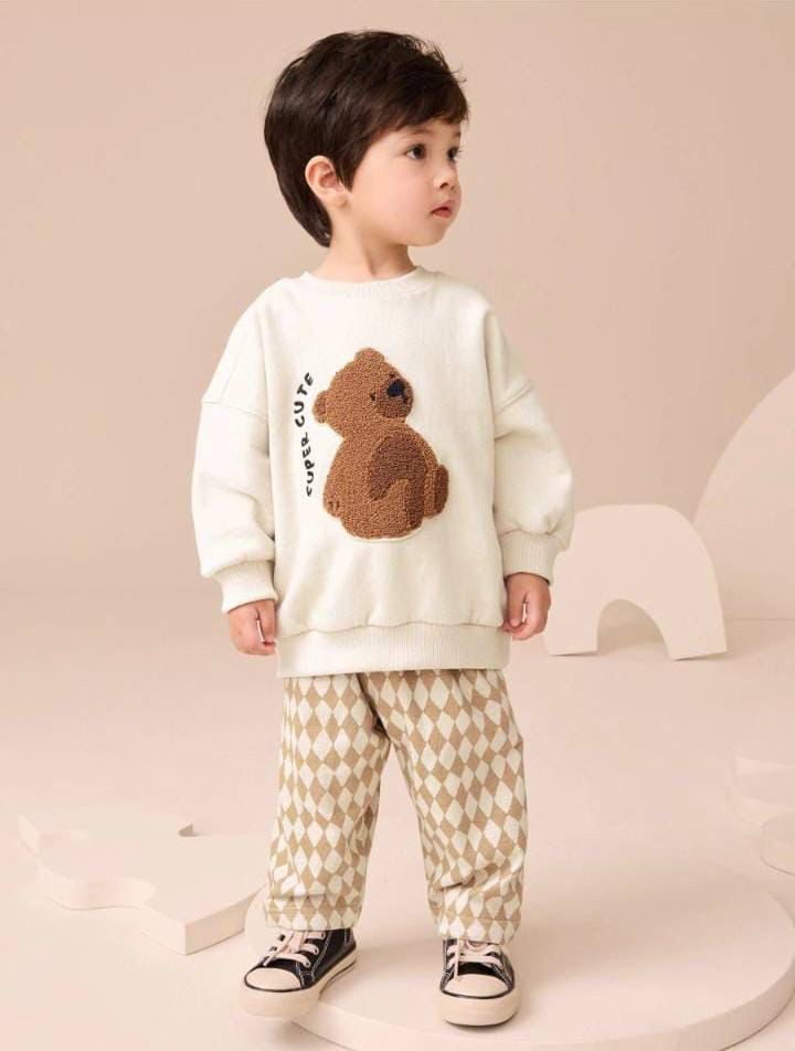 Bej Super Cute Kareli Takım