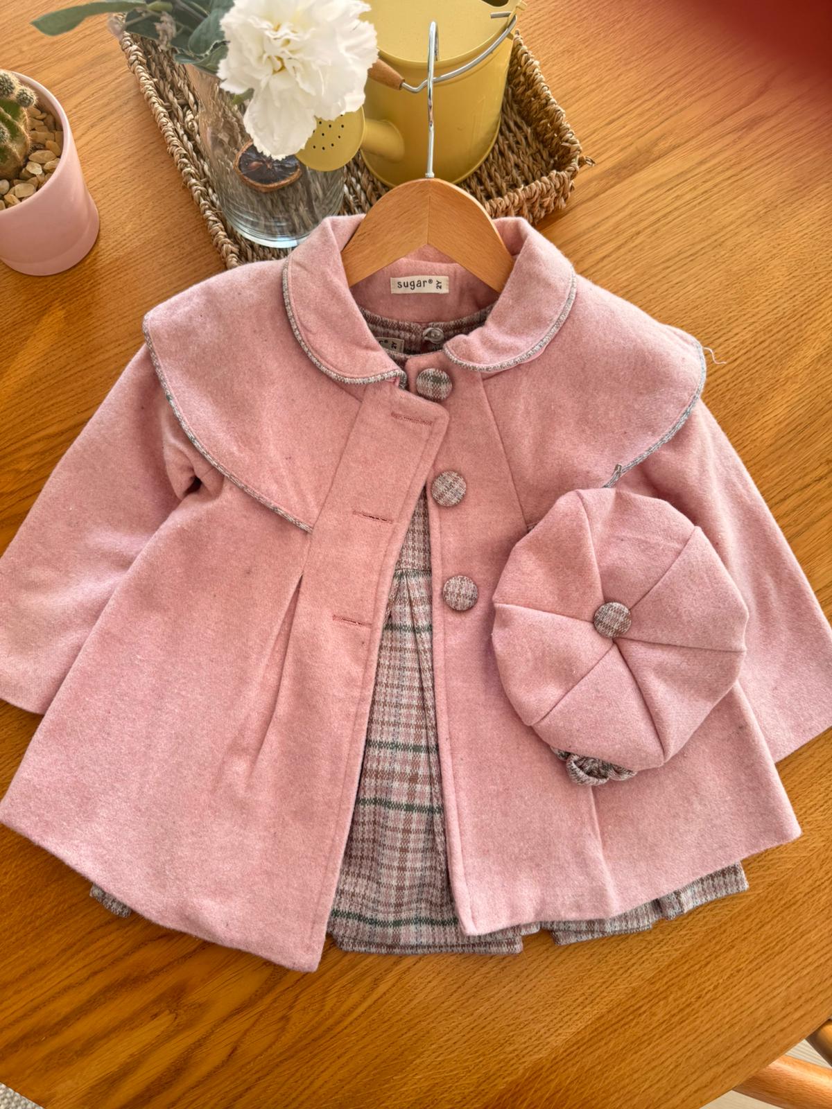 Pembe Kaşe Kabanlı Elbise