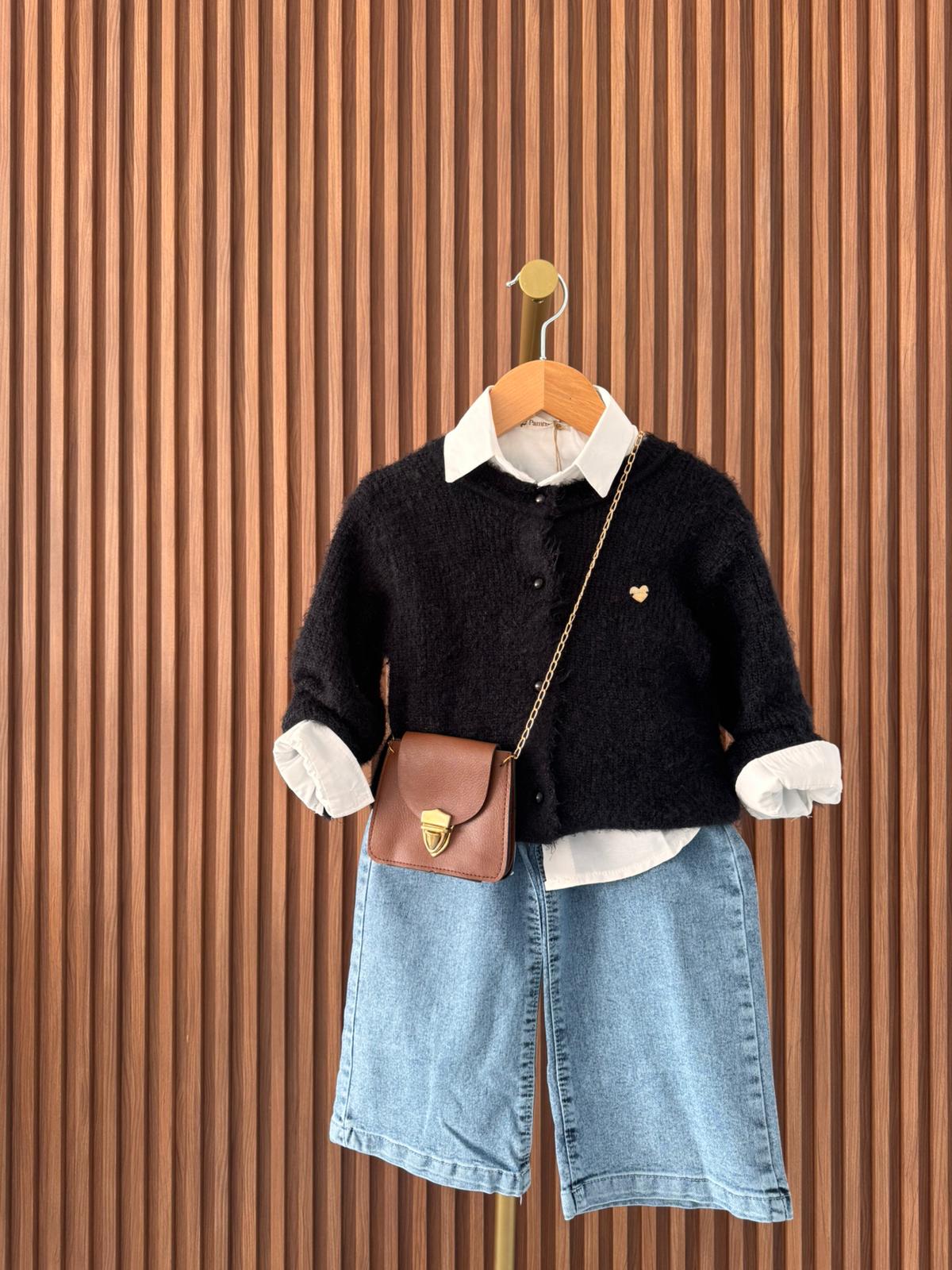 Siyah Hırkalı Çantalı Takım