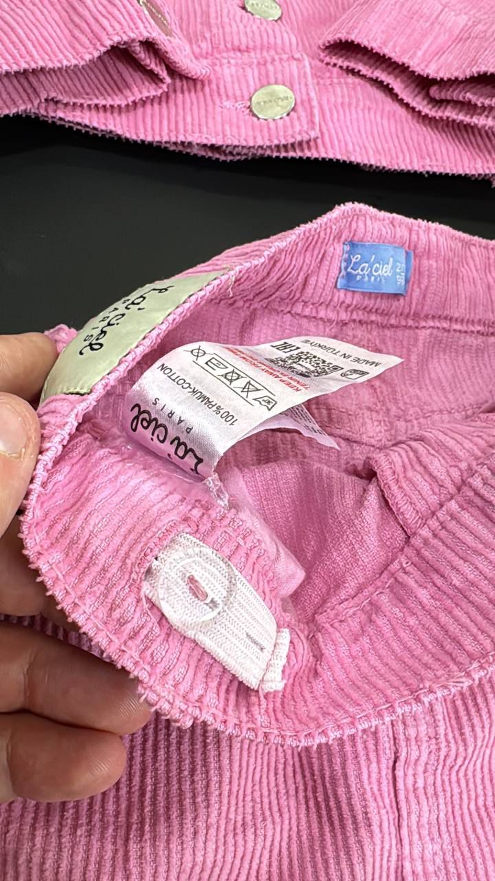 Pembe Kadife Ceketli Takım