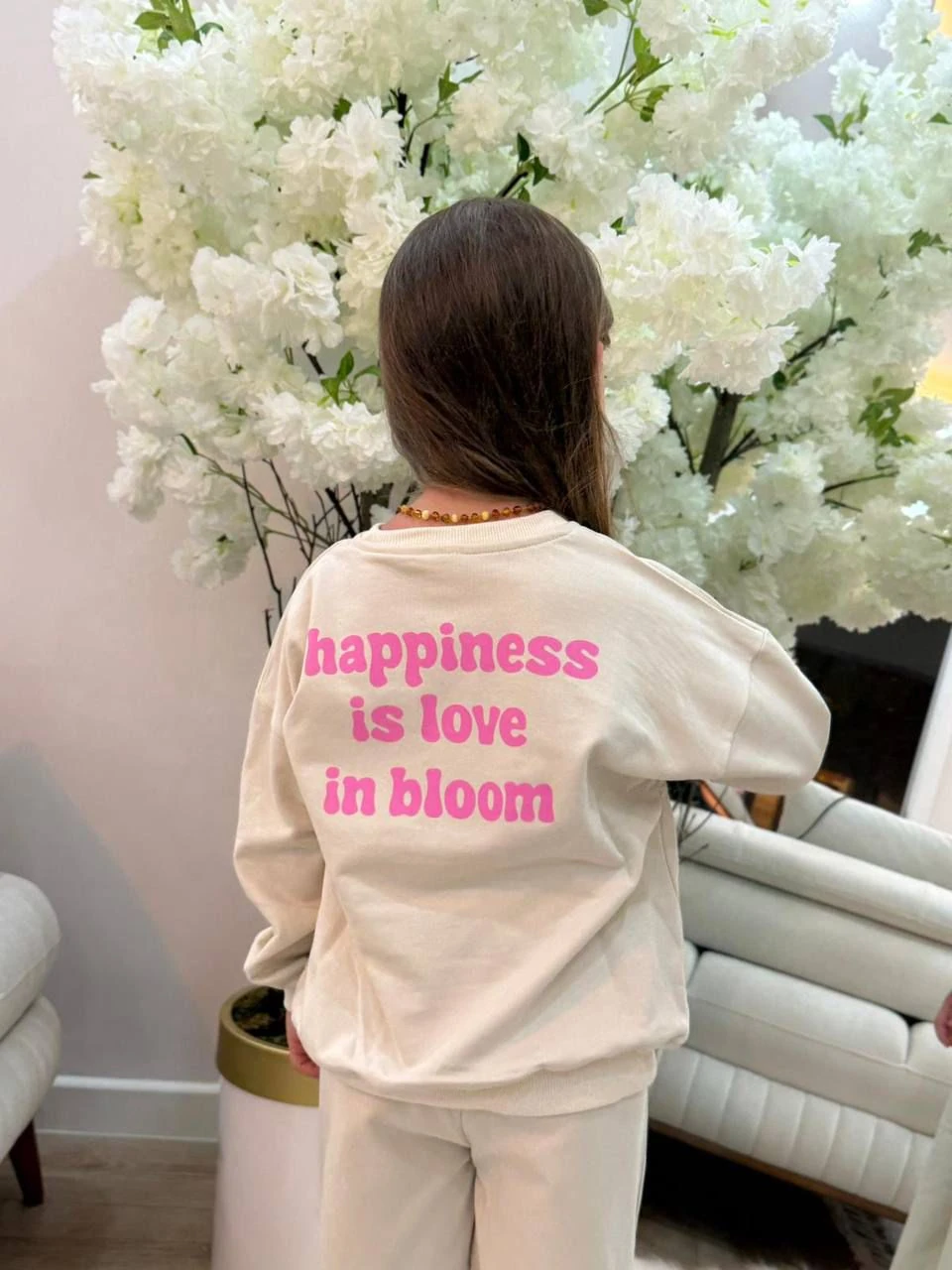 Bej Çiçek Baskılı Takım