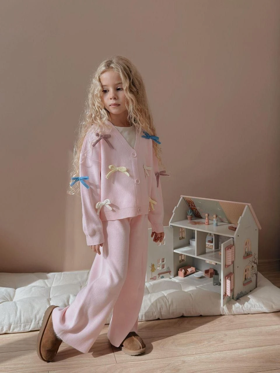 Pembe Hırkalı Triko Takım