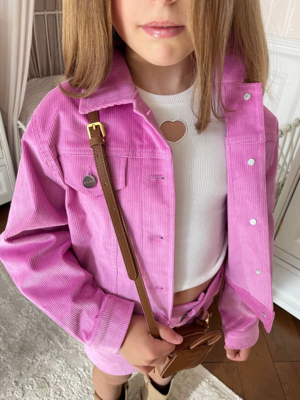 Pembe Kadife Ceketli Takım