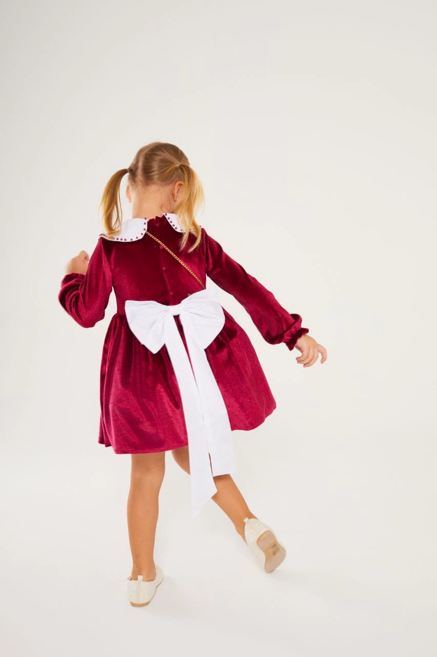 İnci Detaylı Kadife Elbise