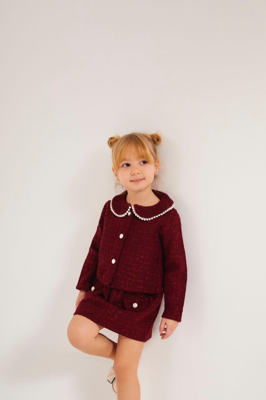 Bordo Ceket Etekli Takım