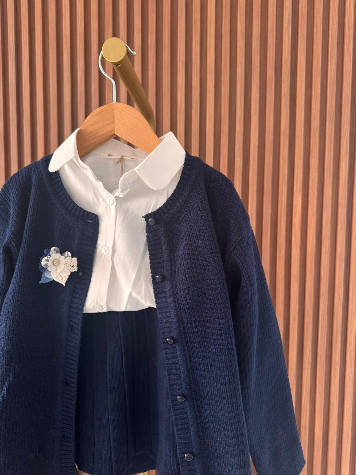 Lacivert Hırkalı Etekli Takım