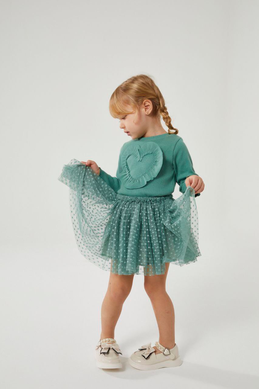 Kalp Detaylı Tütü Etekli Takım