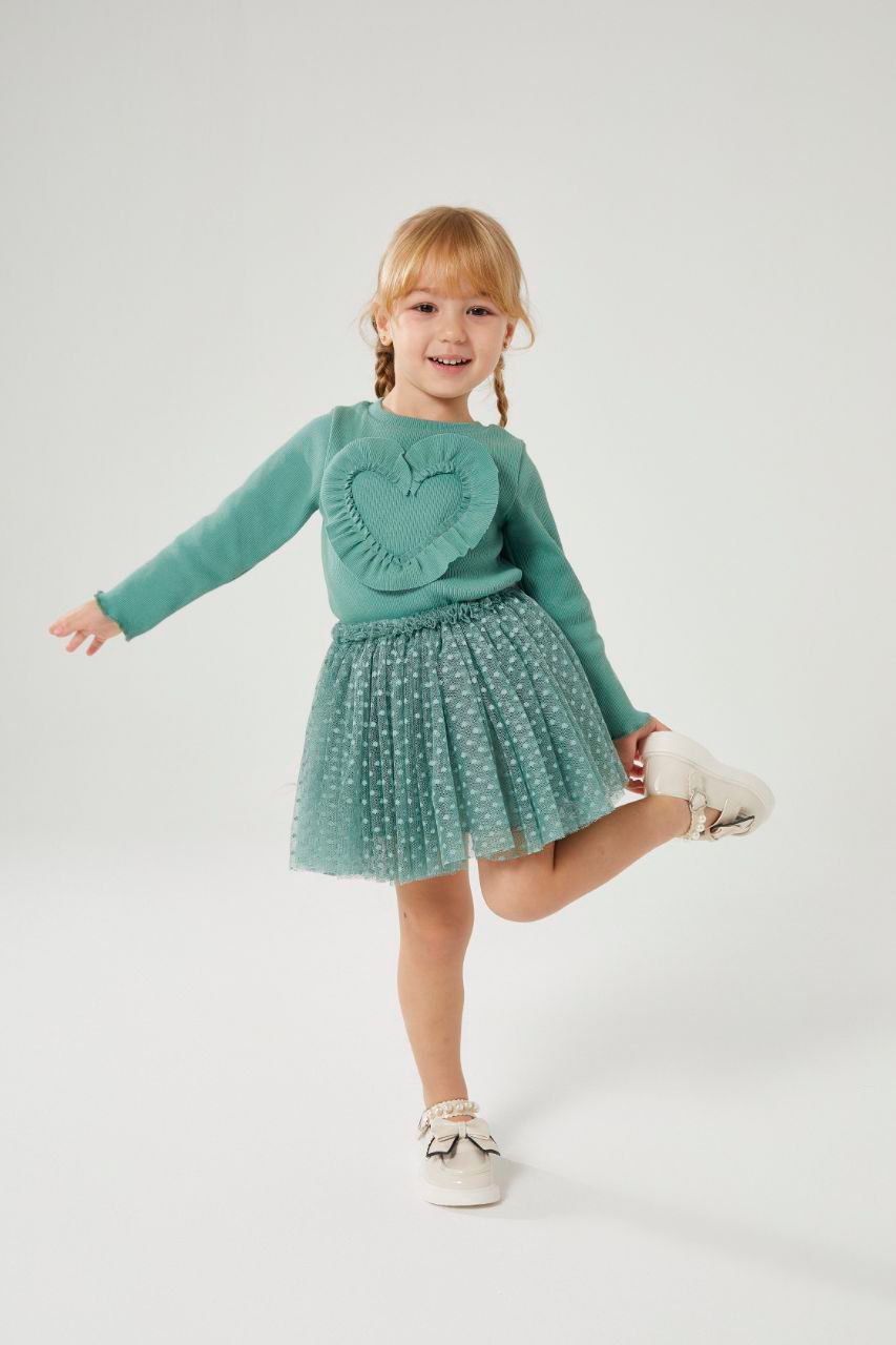 Kalp Detaylı Tütü Etekli Takım