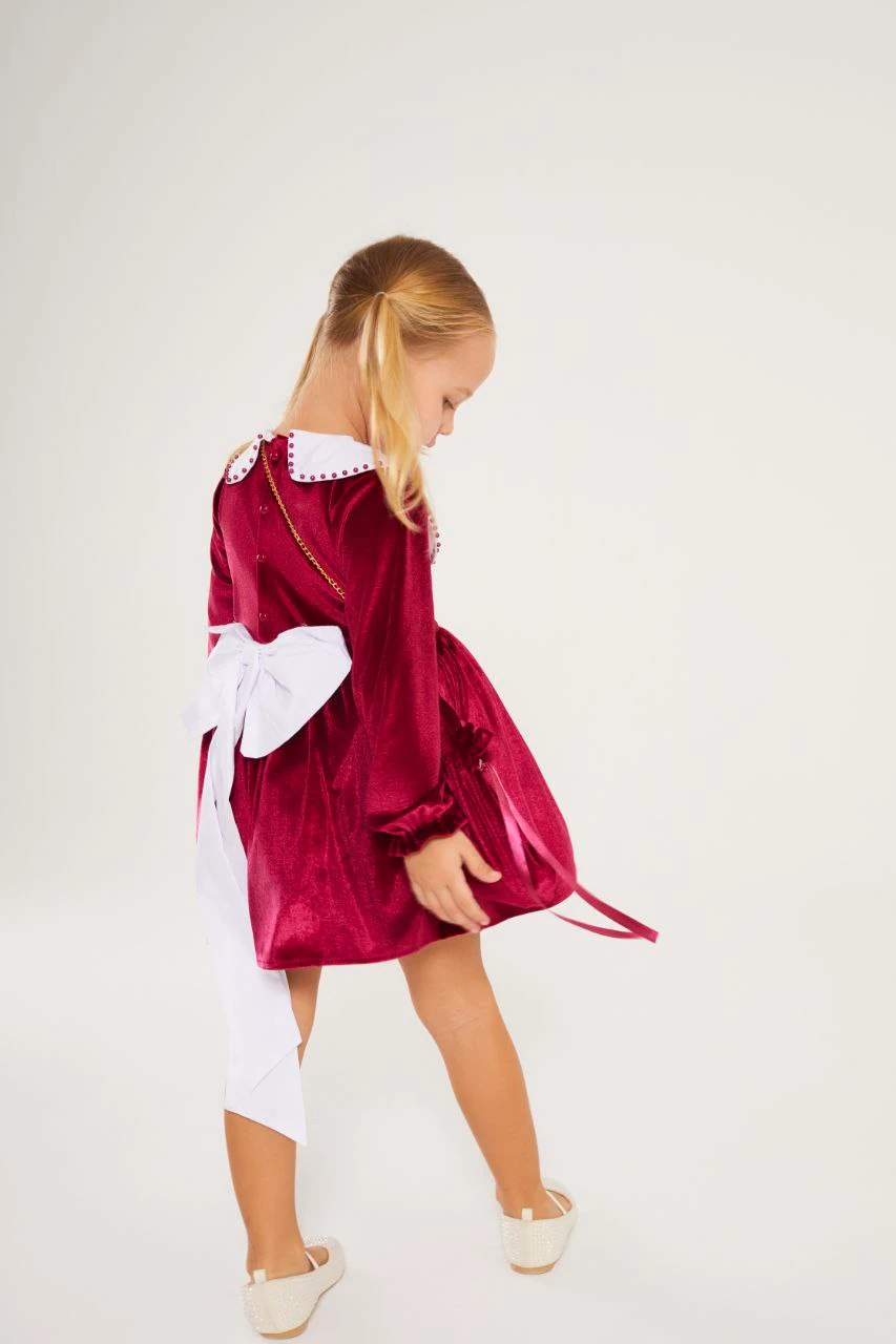 İnci Detaylı Kadife Elbise