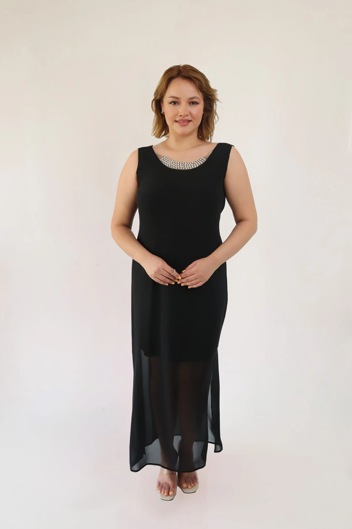 Şifon Astarlı Büyük Beden Abiye