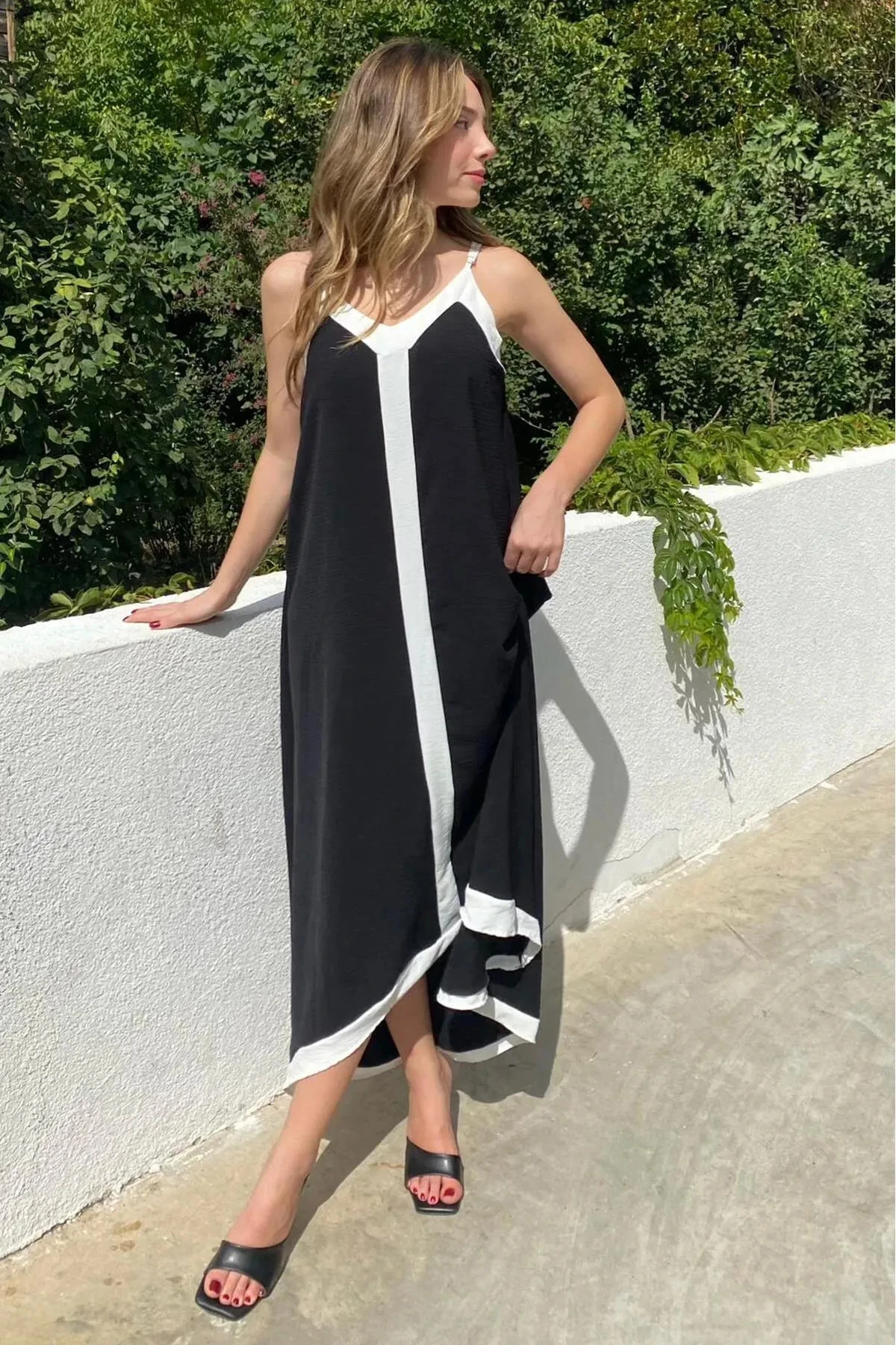 Kadın Aerobin Kumaş Ayarlanabilir Askılı Uzun Elbise