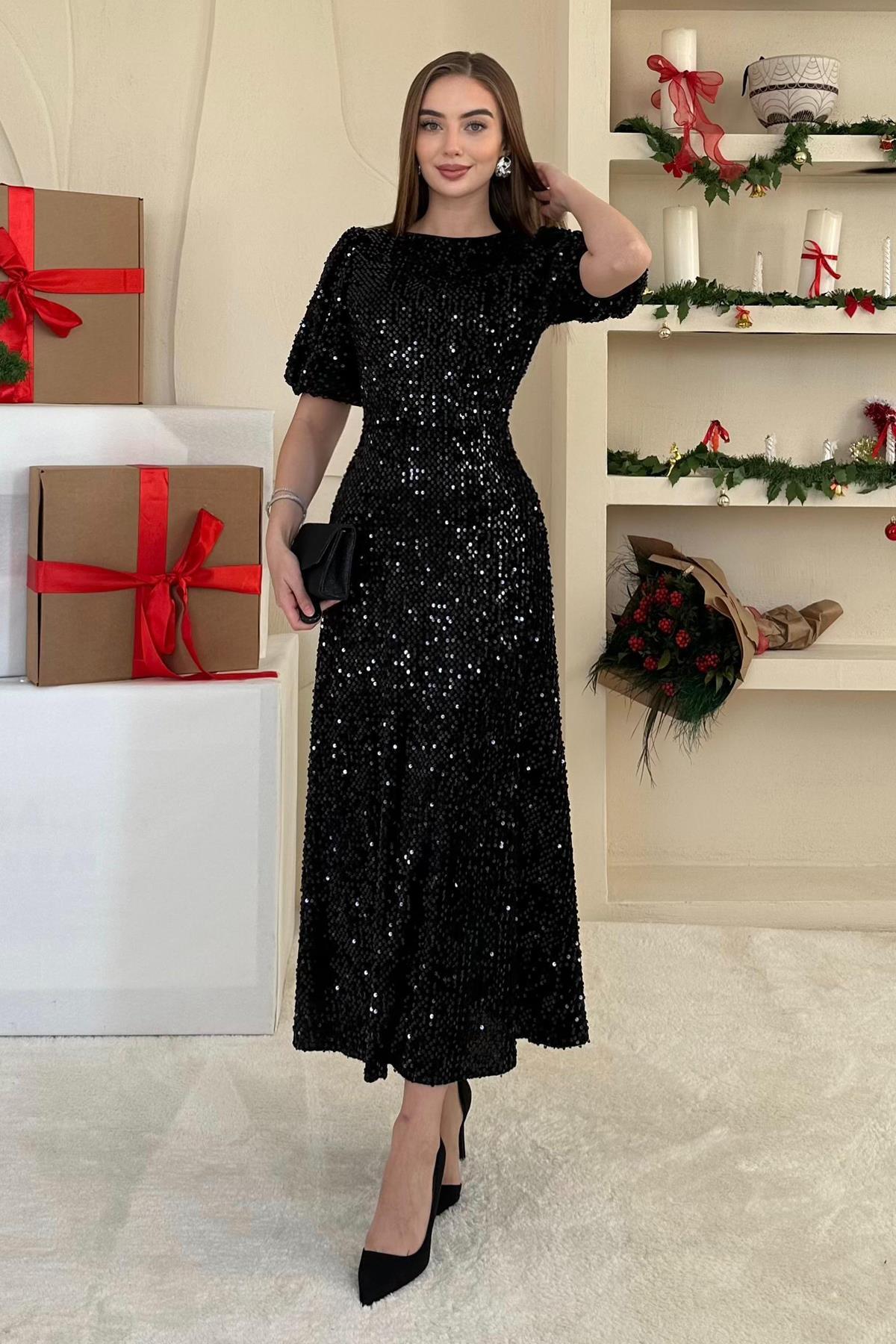 Bordo Midi Boy Pul Payet Elbise