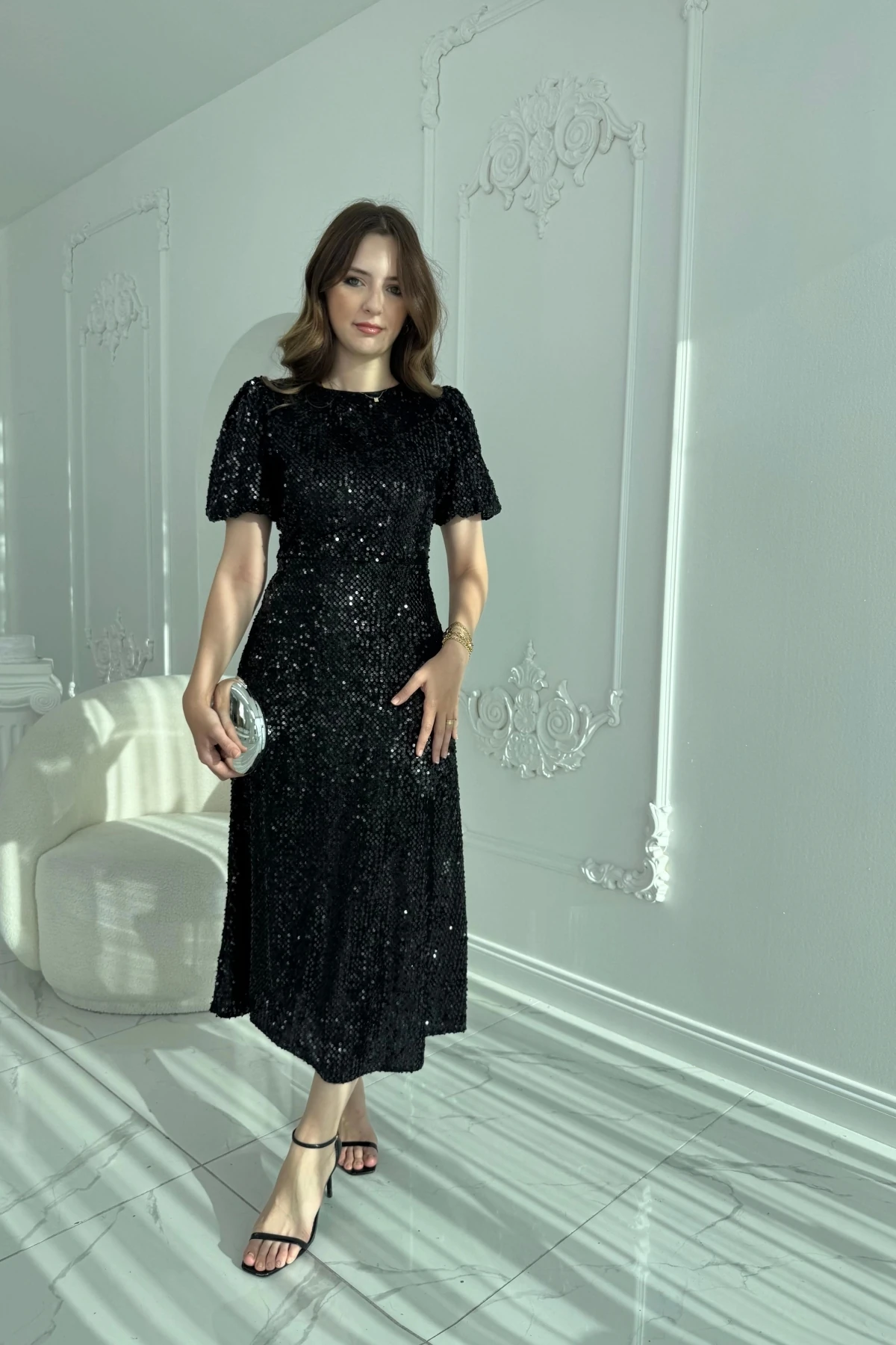 Bordo Midi Boy Pul Payet Elbise