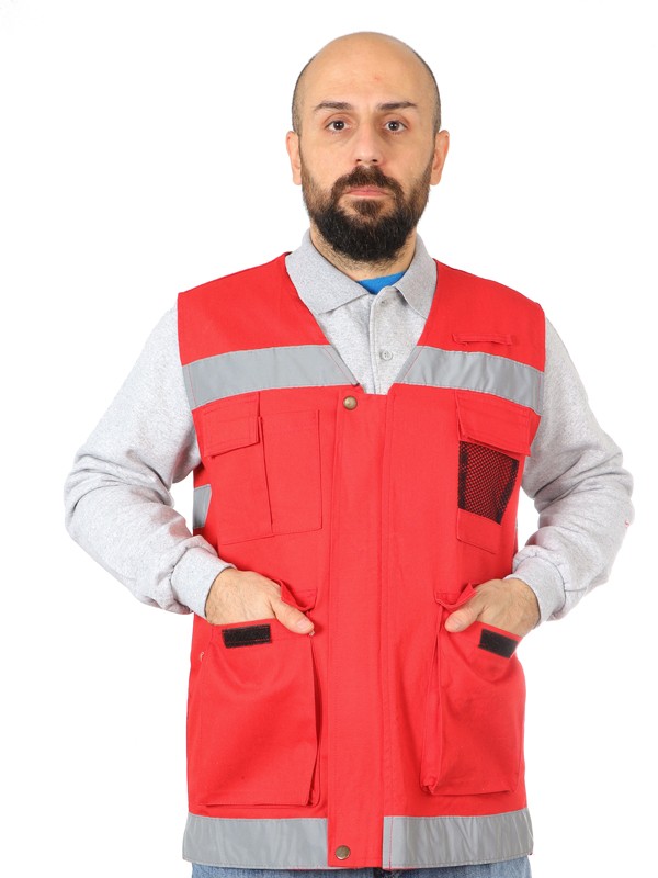 Reflective Work Safety Vest Unisex Unisex Red 1012PGSTDRED