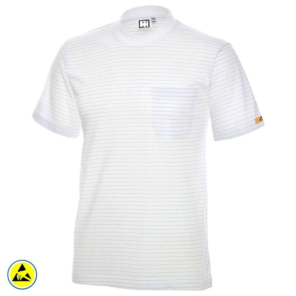 ESD Antistatic Work Safety T-Shirt with Breast Pocket Women Woman White 2007PGESDWHT