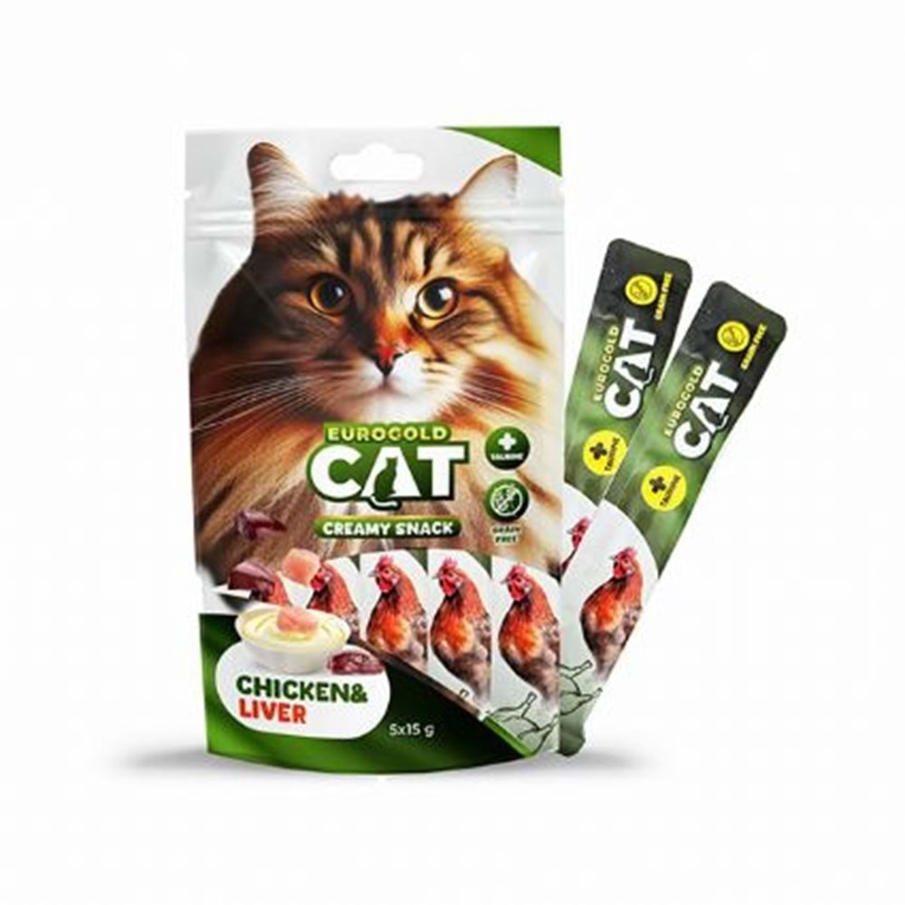 EUROGOLD CAT SIVI KEDİ ÖDÜLÜ TAVUK-CİĞER 5X15GR