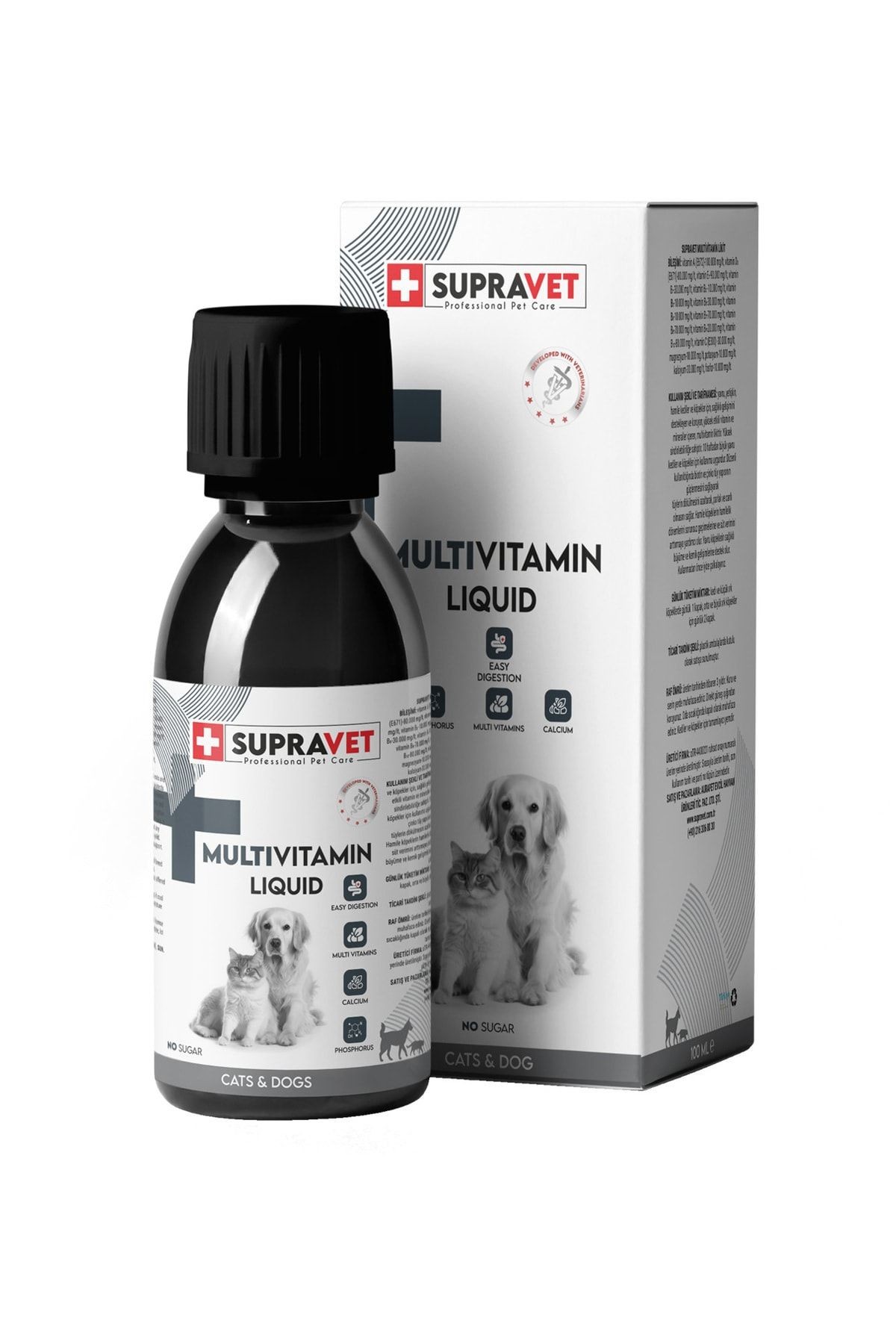 SUP030 Supravet MultiVitamin Sağlığı Kedi ve Köpekler İçin Sıvı Damla 100ml