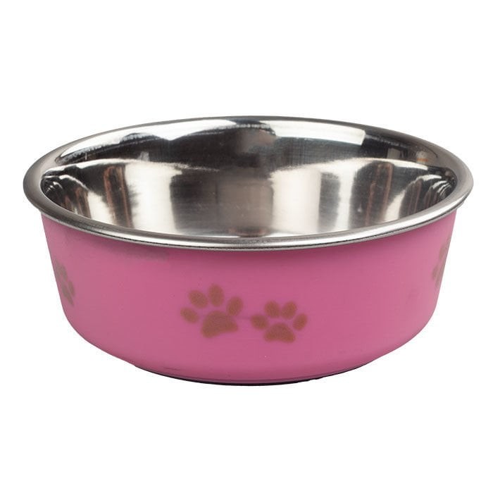 ORİPET 21CM 1850ML PEMBE PATİ DESENLİ MAMA VE SU KABI
