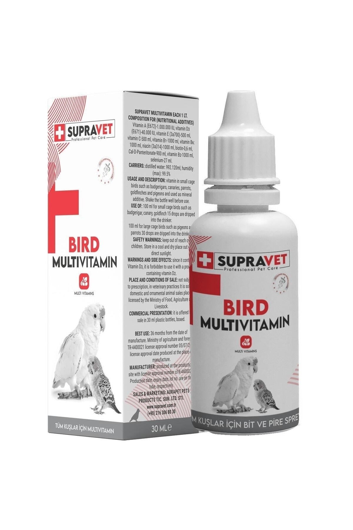 SUP042 Supravet Plus Kanarya, Papağan, Güvercin ve Muhabbet Kuşları için MultiVitamin Damla 30 ml