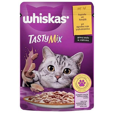 whiskas tastymix kuzulu ve hindili gravy soslu yaş mama