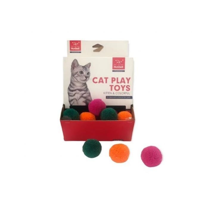 NUNBELL KEDİ OYUN TÜYLÜ RENKLİ TOPLAR 48Lİ