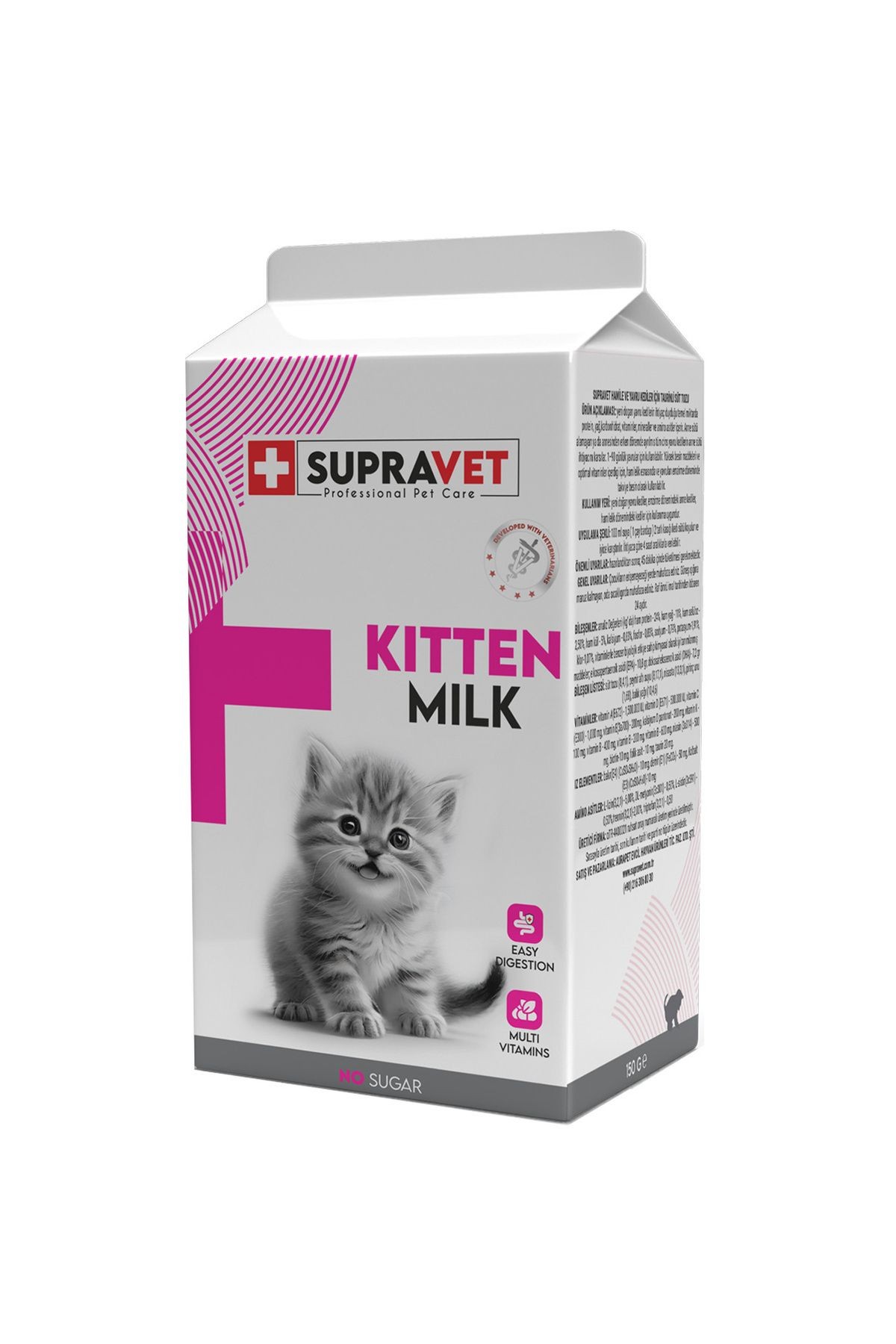 SUP043 Supravet Hamile ve Yavru Kediler İçin Taurinli Kedi Süt Tozu 150 Gr