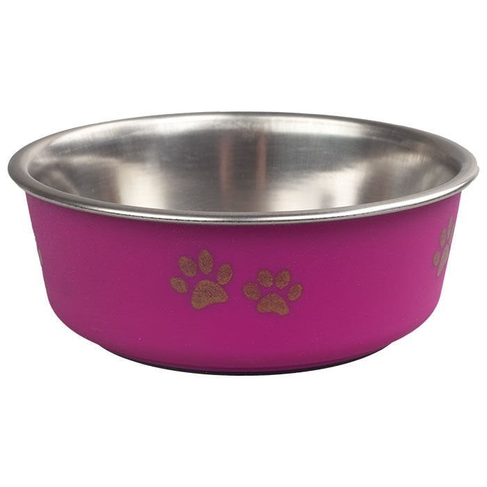 ORİPET 17CM 830ML FUŞYA PATİ DESENLİ MAMA VE SU KABI