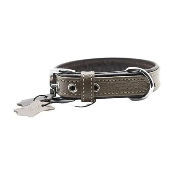Zampa Yumuşak Dokulu Gerçek Deri Flatiron Köpek Boyun Tasması 3x54 cm cm, Kahverengi Toprak