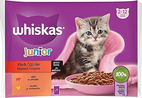 whiskas junıor kalsik secenekler 4lü yaş mama
