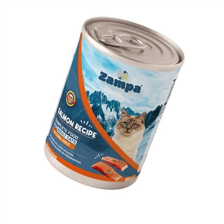 Zampa Somon Balıklı Kısırlaştırılmış Kedi Konserve Ödül Maması 400g