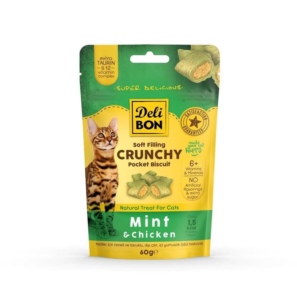 DELİBON CHRUNCHY İÇİ DOLGULU ÖDÜL BİSKÜVİSİ TAVUKLU VE NANELİ 60GR