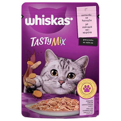 whiskas tastymix somonlu ve havuçlu gravy soslu yaş mama