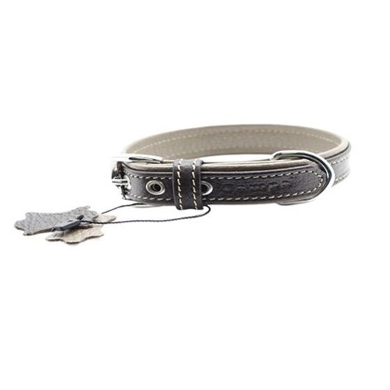 Zampa Yumuşak Dokulu Gerçek Deri Flatiron Köpek Boyun Tasması 2x42 cm, Toprak Kahverengi